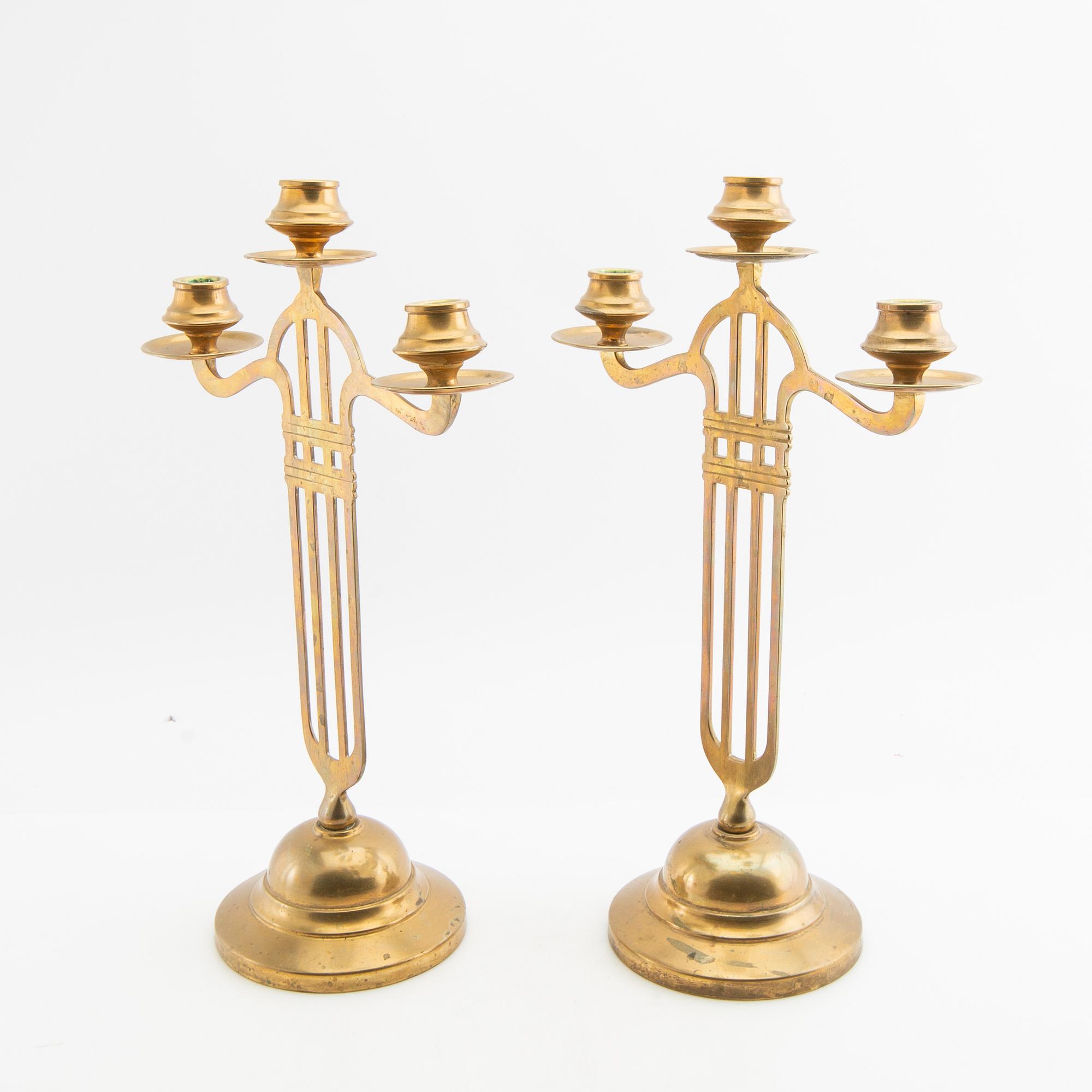 Kandelabrar, ett par, jugend, tidigt 1900-tal.