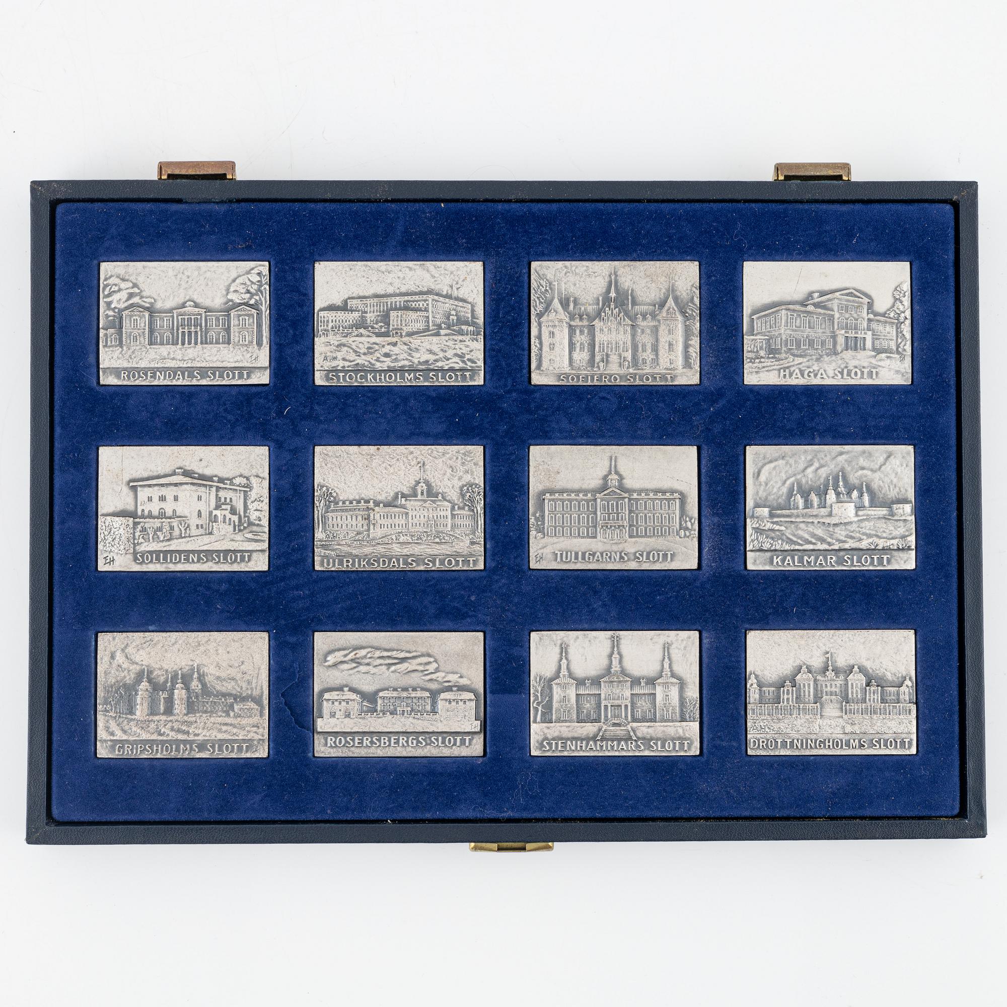 A group of twelve 'Svenska slott' silver plaques, Sporrong, Sweden, 1976.