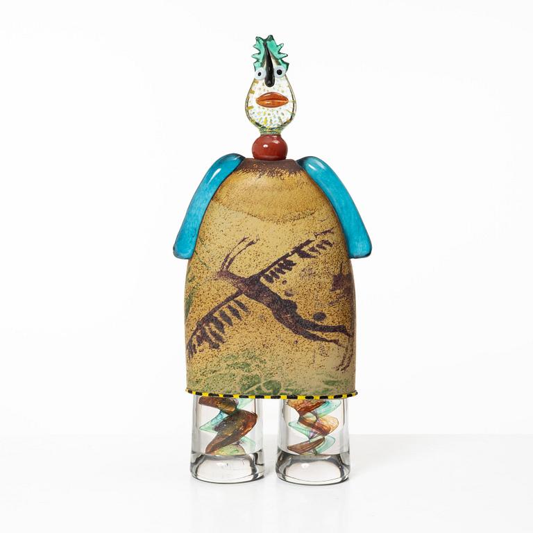 Kjell Engman, skulptur, glas, unik, signerad, Kosta Boda, 1994.