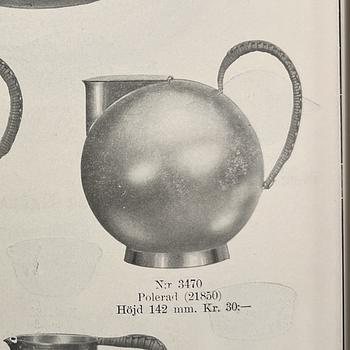 Sylvia Stave, a silver plated jug model 3470, C.G. Hallberg, Stockholm, 1930s.