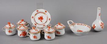 SERVISDELAR, 8 st, porslin, rokokostil, Herend, 1900-talets andra hälft.