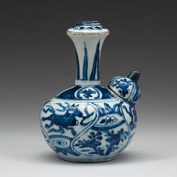 A blue and white kendi, Ming dynasty, Wanli (1572-1620).