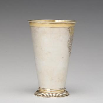 A Baltic 18th century parcel-gilt marriage beaker, mark of Christian Mathias Möring, Reval (1742-1787).