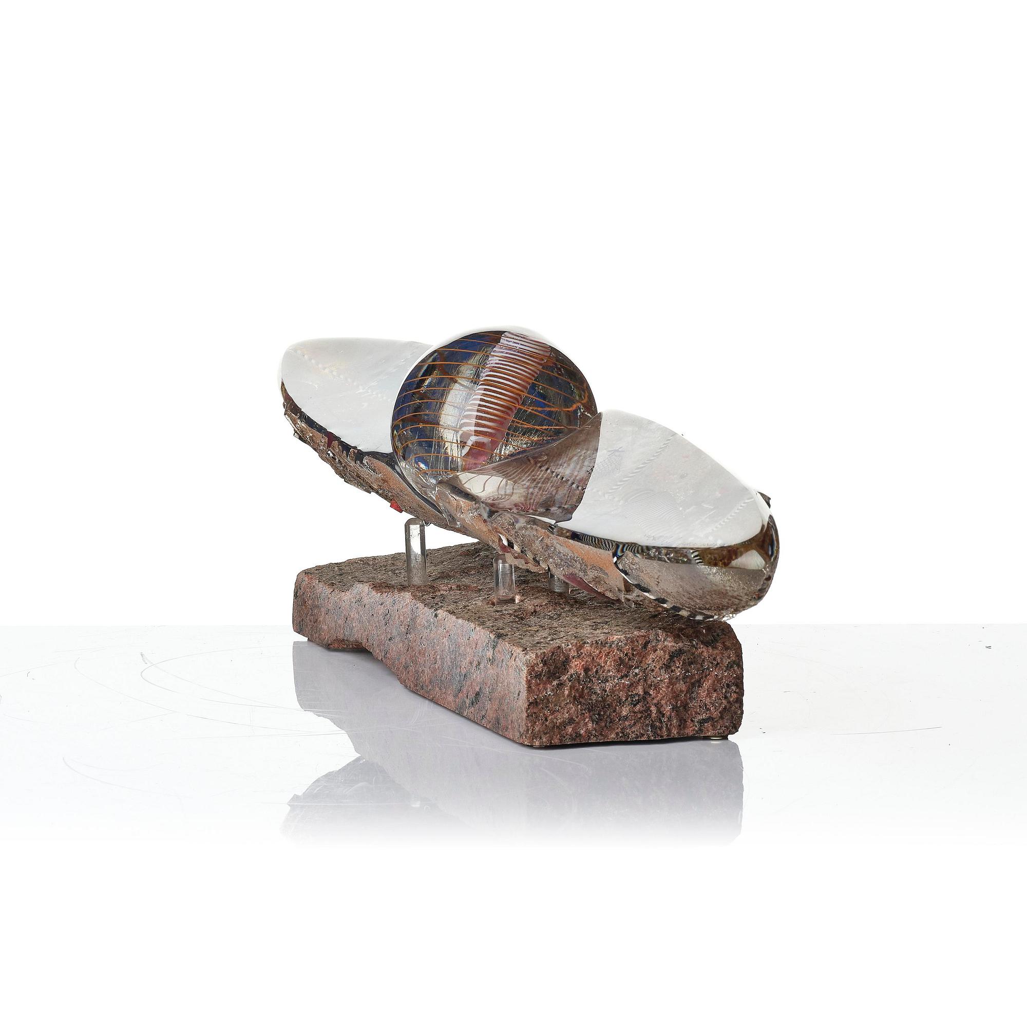 Bertil Vallien, a unique sand cast glass sculpture of a boat, Kosta Boda, Sweden, 1980s.
