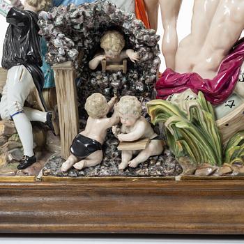 Meissen, Figurgrupp, porslin, "Allegorie der Handel", 1800-tal.