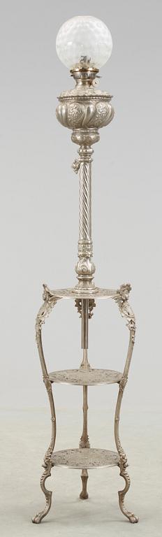 GOLVLAMPA, förnicklad, 1880-tal.