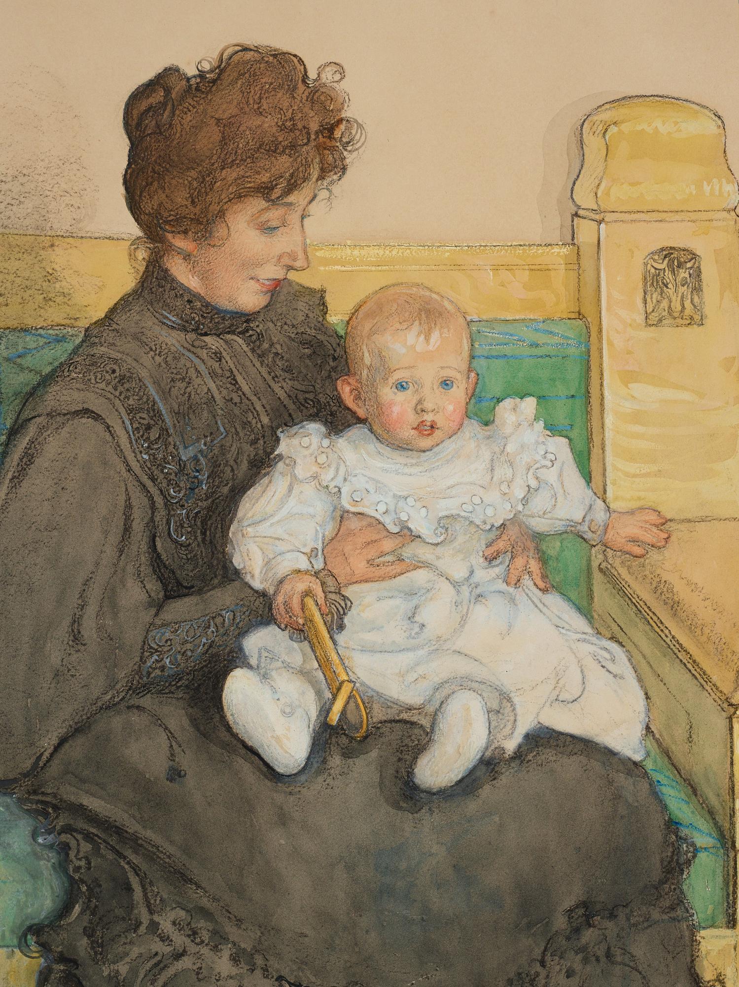 Carl Larsson, "Gunilla Laurin med sonen Erik" (Gunilla Laurin with the son Erik).