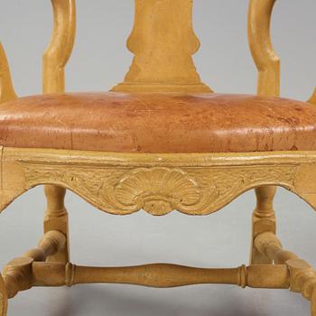 A pair of Swedish Rococo 18th century armchairs.