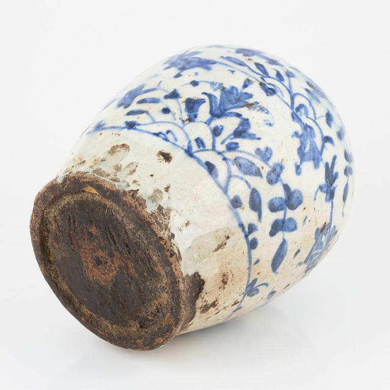 A Persian earthenware vase, Qajar, 19th Century.