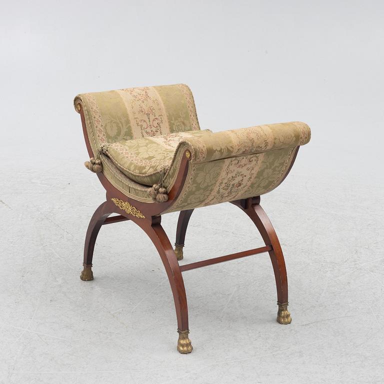 Sofa, 2 chairs, stool, table, Empire style, 5 pieces, 20th century.