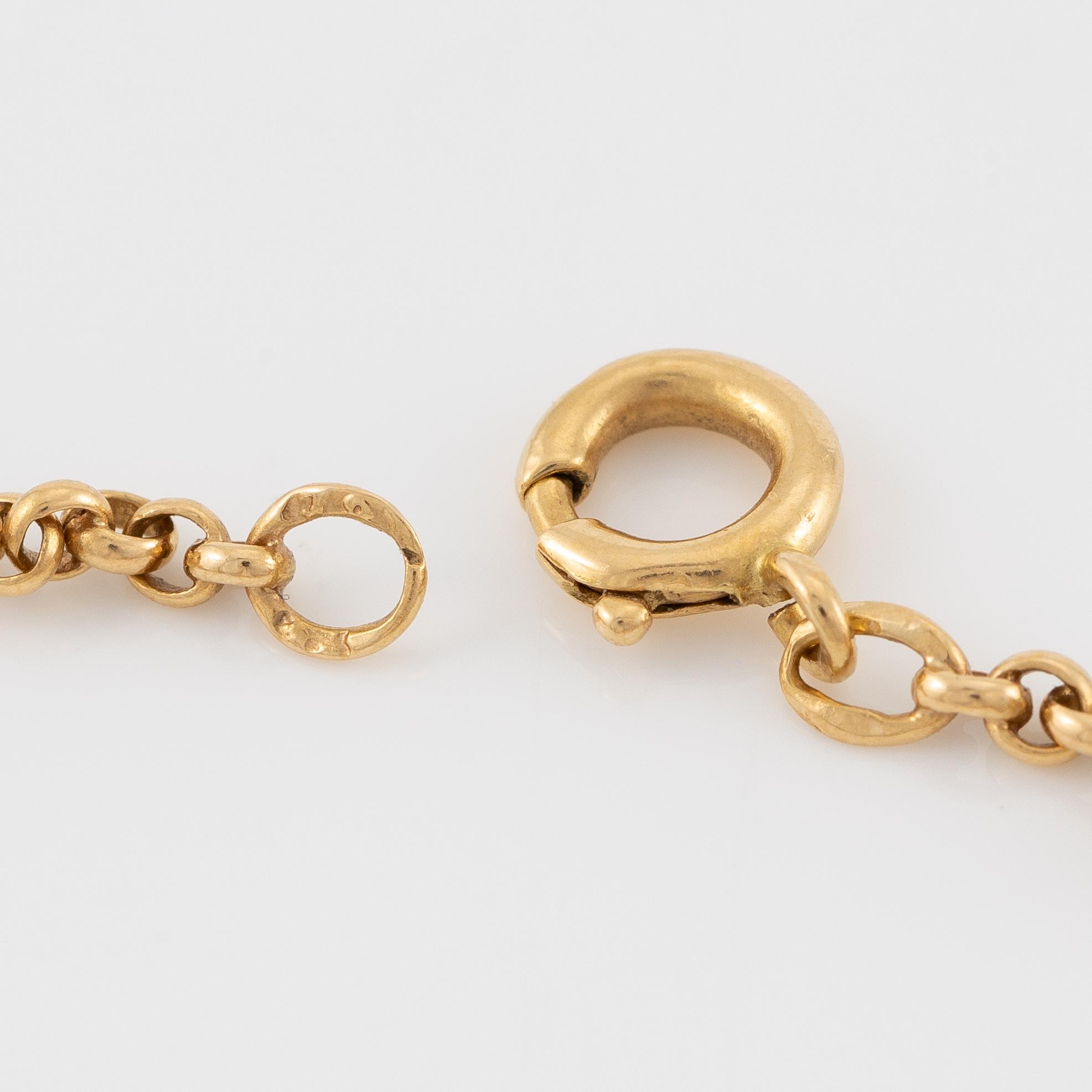 Hänge, 18K guld med filigran med citriner, Gustaf Dahlgren & Co, Malmö, 1912 , med kedja 18K guld.