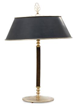 568. A white metal and black lacquered table lamp, Böhlmarks, Stockholm circa 1928-30, model 6942.