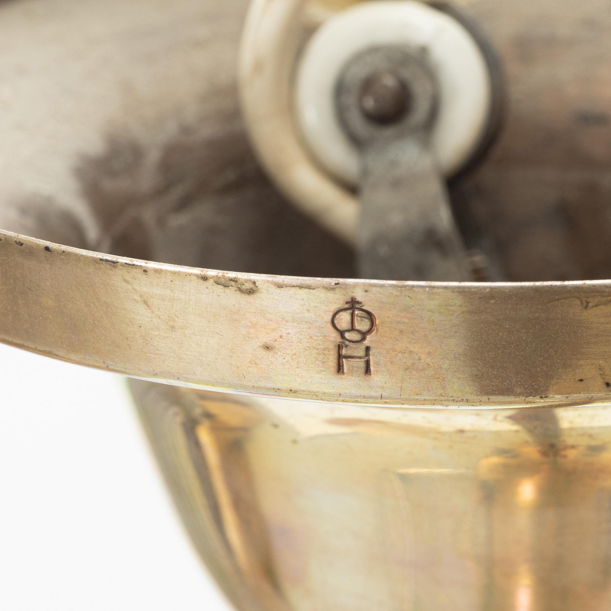 Elis Bergh, attributed, ceiling lamp, nickel silver, Swedish Grace, CG Hallberg, 1920s-30s.