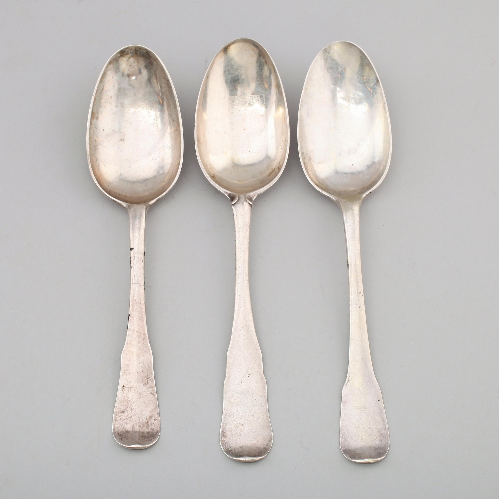 MATSKEDAR, 3 st, silver, svenska stämplar, 1700-tal. Vikt ca 151 gram.