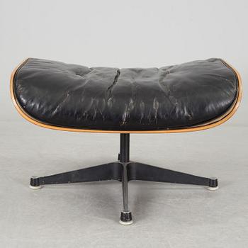 An easy chair and ottoman by Charles & Ray Eames, Herman Miller, USA, produced with licence by Hille, London.
