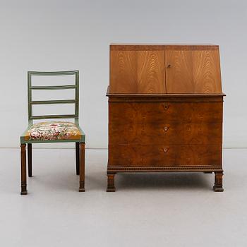 SEKRETÄR SAMT STOL, Erik Chambert, art déco.