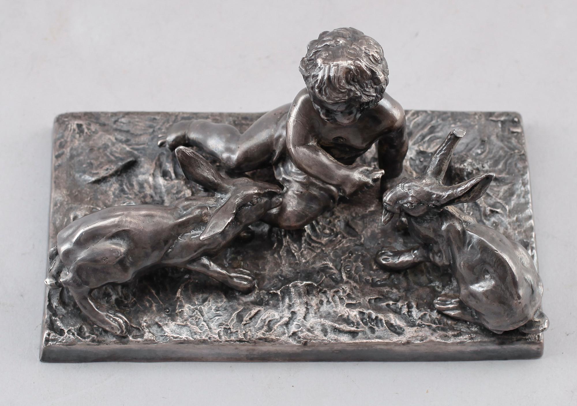 SKULPTUR, metall, omkring år 1900.