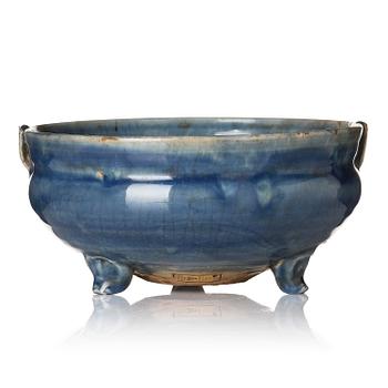1280. A blue glazed tripod censer, late Ming dynasty, 17th century.