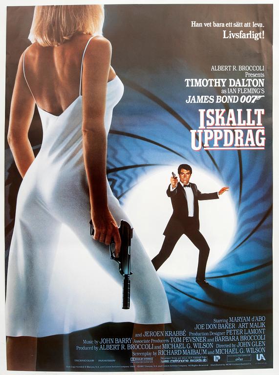A Swedish movie poster James Bond "Iskallt uppdrag" (The Living Daylights) 1987.