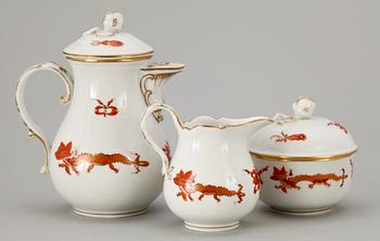 KAFFESERVIS, 3 delar, porslin, Meissen. 1900-tal.