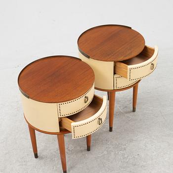 A pair of bedside tables, Halvdan Petterssons Möbelfabrik, Tibro, Sweden, mid 20th century.