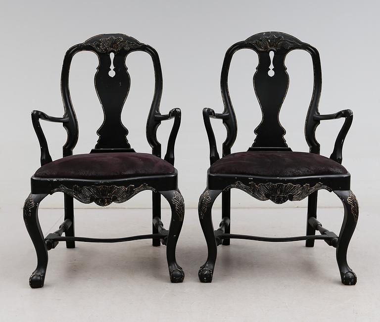 KARMSTOLAR, 1 par, senbarockstil, 1900-talets första hälft.