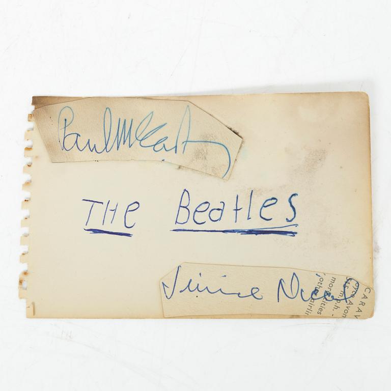 The Beatles, autographs, 3 sheets signed by John Lennon; Paul McCartney; George Harrison; Ringo Starr and Jimmie Nicol.