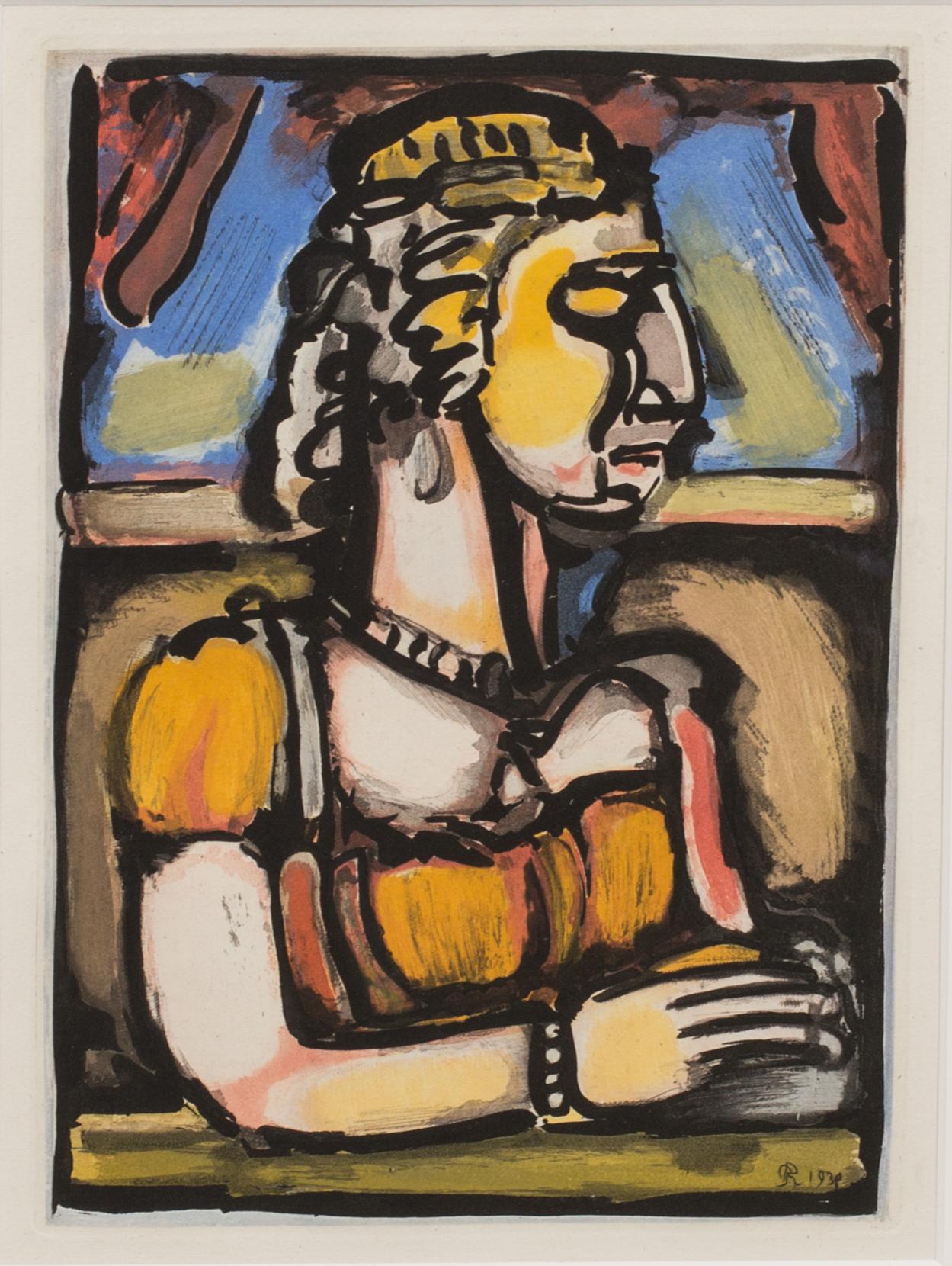 GEORGES ROUAULT, aquatint in colours, signed in print.