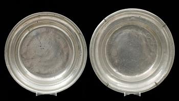 FAT och SKÅLFAT, 2 st, tenn, bl a Nyköping och Jönköping 17-1800-tal.