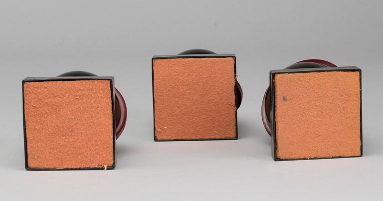 LJUSSTAKAR, 3 st, bakelit, troligen Perstorp, 1930/40-tal.