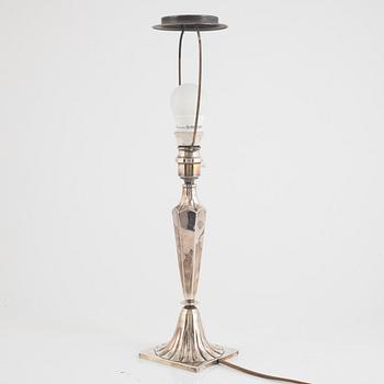 A silver table lamp, 1920's.
