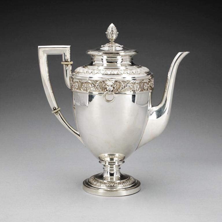 KAFFEKANNA, silver, sengustaviansk stil, K Anderson Stockholm 1896. Vikt ca 630 gram.