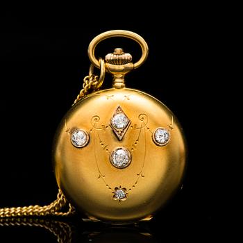 A PENDANT / POCKET WATCH, old cut diamonds, 14K gold. Borel Neuchatel & Cie.