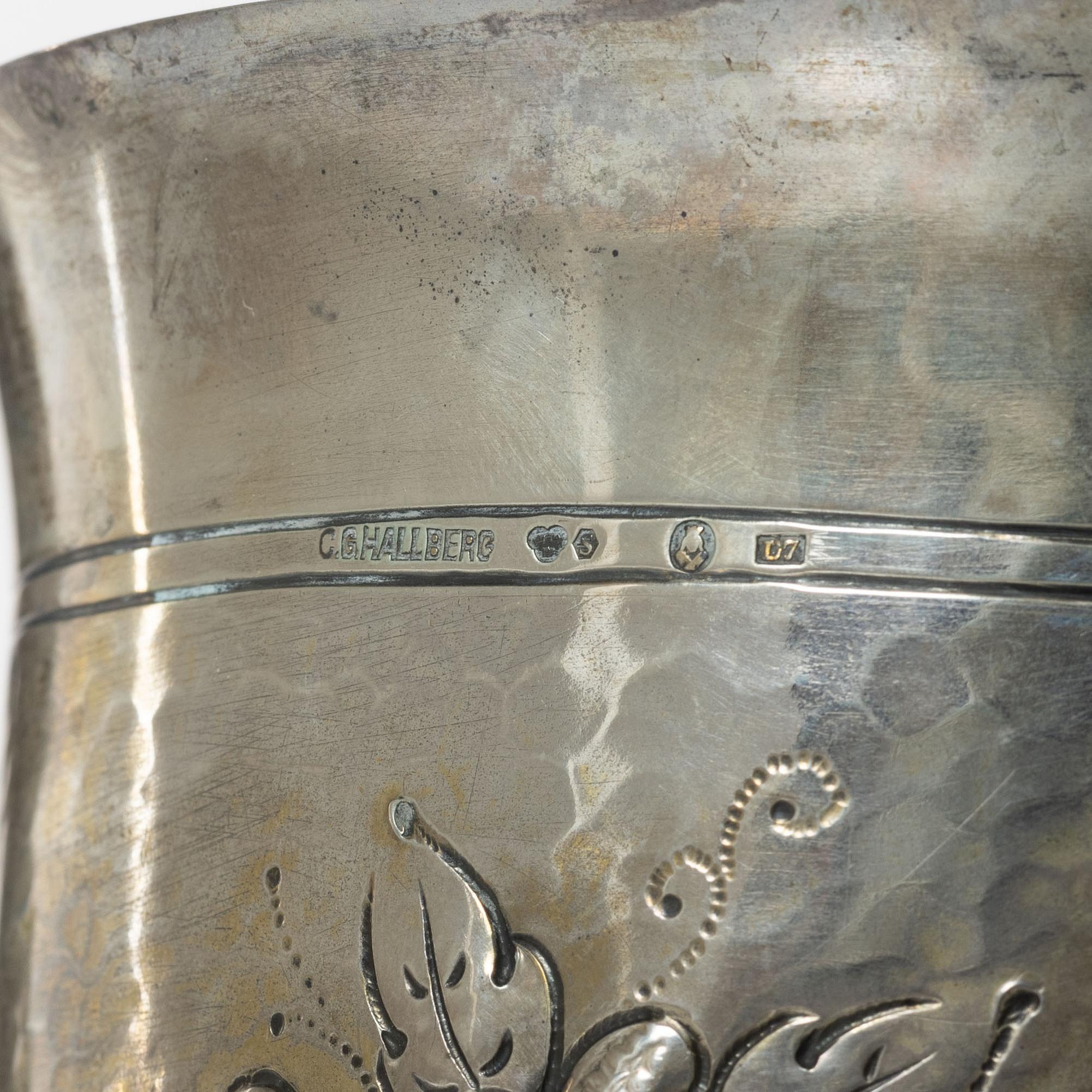 Bägare, silver, barockstil, CG Hallberg, Stockholm 1906.