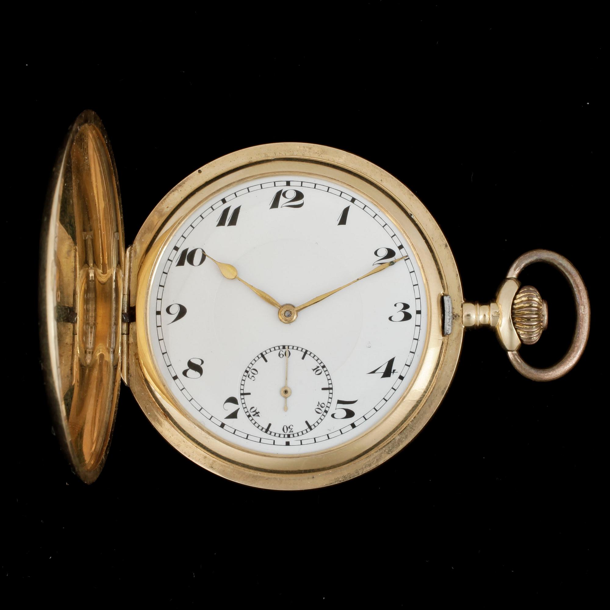 FICKUR, savonettur, 18k guld, 1900-talets början. Vikt ca 90 gram.