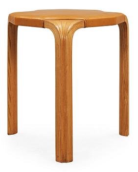 590. An Alvar Aalto 'X600' birch and yellow leather stool, Artek, Finland.