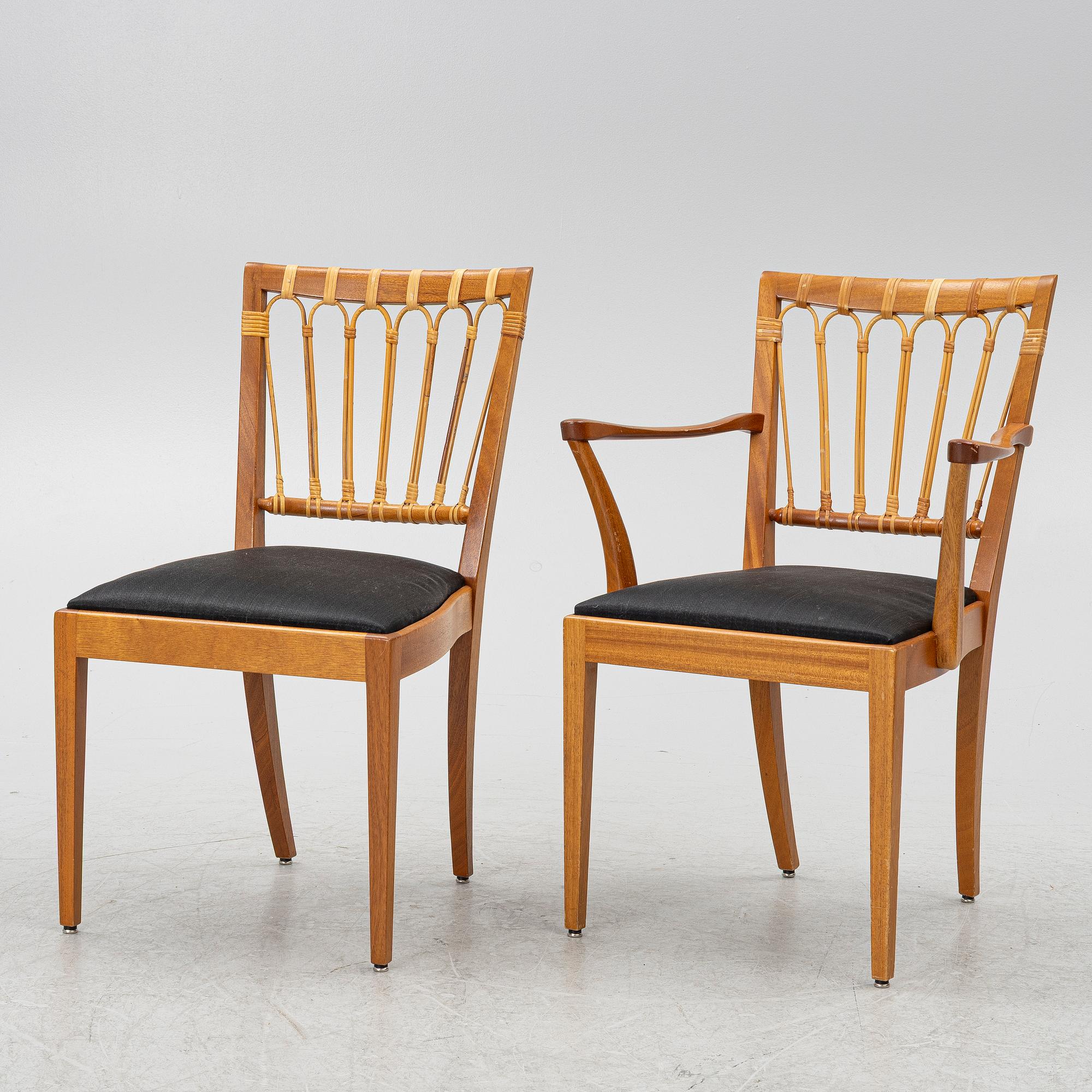 Josef Frank, a set of 8+2 dining chairs, model 1165, Svenskt Tenn, ca 1987.