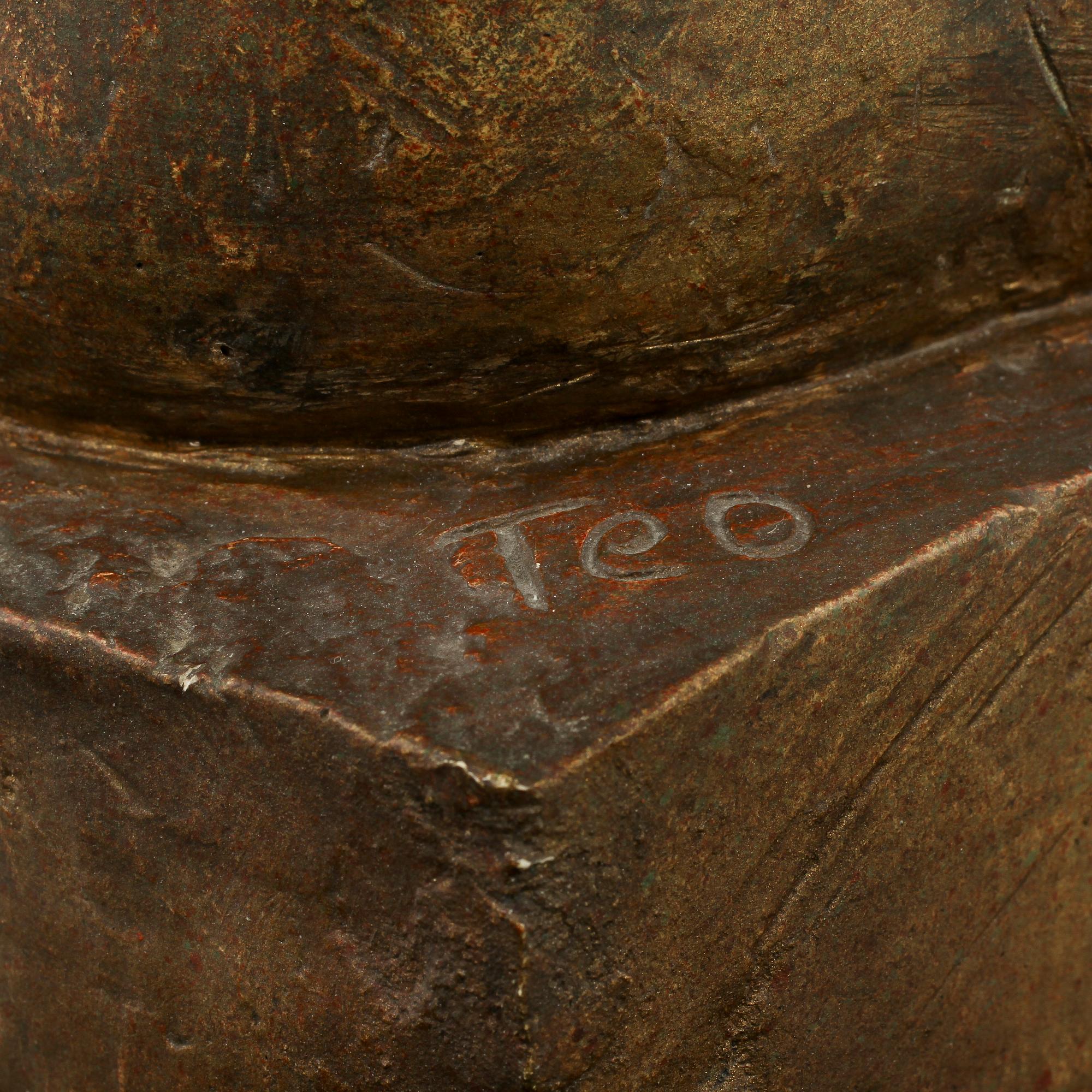 STEN TEODORSSON, skulptur, patinerad gjutmassa, sign.