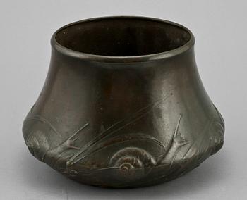 A Hugo Elmqvist Art Nouveau patinated bronze vase, Stockholm circa 1900.