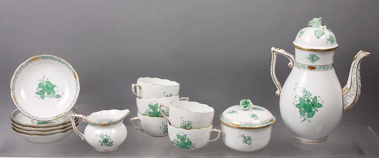 KAFFESERVIS, 8 delar, porslin, Herend, Ungern.