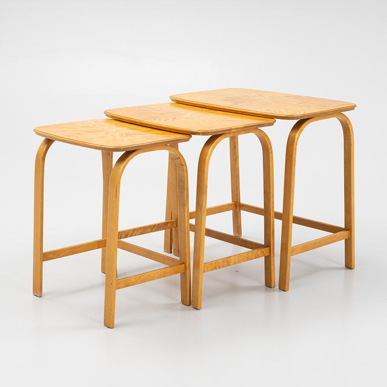 Axel Larsson, a 3-piece Swedish Modern nesting table, SMF (Svenska Möbelfabrikerna Bodafors), 1930's/40's.