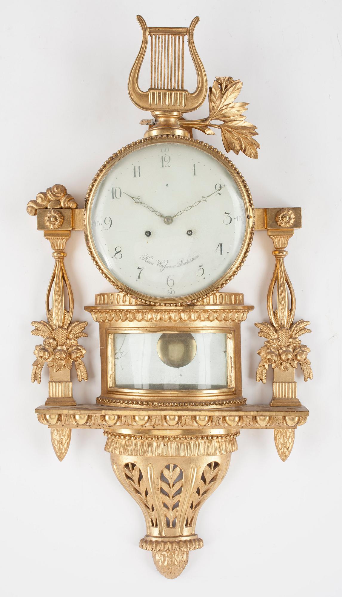 VÄGGPENDYL, sengustaviansk, Hans Wessman, verksam 1787-1805 i Stockholm.