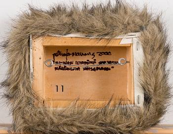 PETRI ALA-MAUNUS, oil on canvas, laid on board, synthetic fur, a tergo signed and dated 2000.