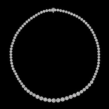 148. A brilliant cut diamond necklace, tot. ca 11.0 ct.
