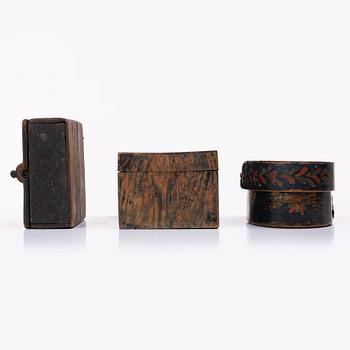 Askar, tre st, allmoge, 1800-tal.