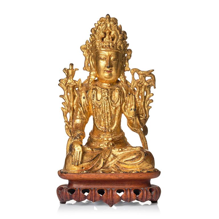 Avalokiteshvara, kallförgylld brons. Mingdynastin (1368-1644).