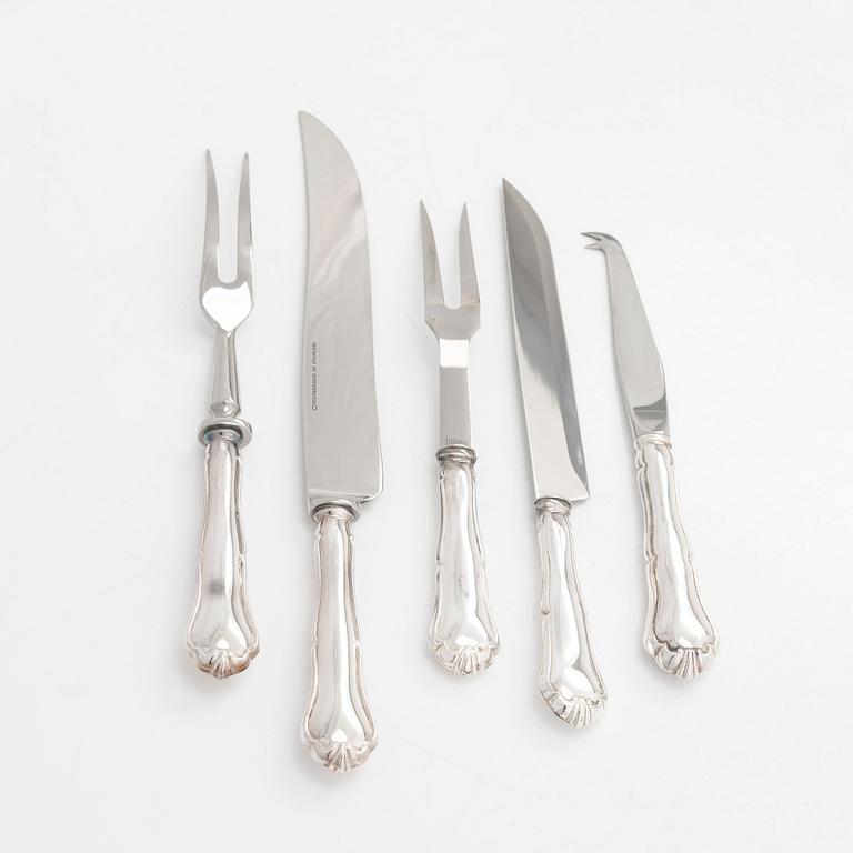 A 78-piece silver 'Chippendale' cutlery set, 1978-2007. Various Finnish manufacturers.