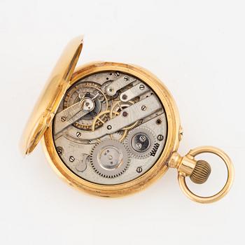 Pocket watch, 18K gold, "digital", 51.5 mm.