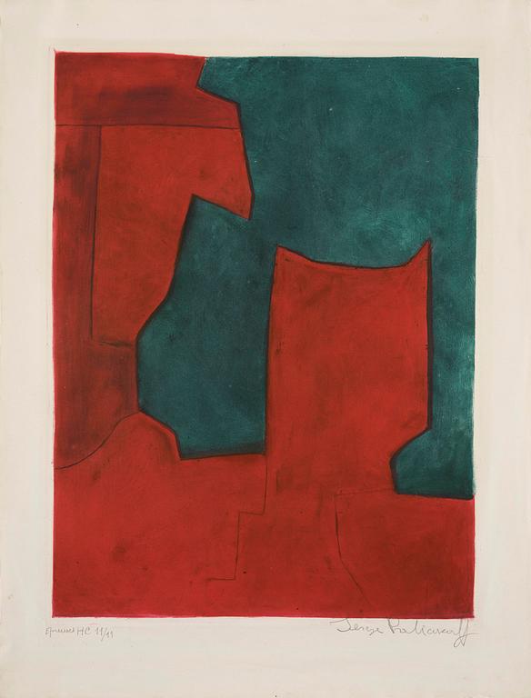 Serge Poliakoff, "Composition rouge et verte".