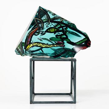 Ulrica Hydman-Vallien, a unique glass sculpture, Kosta Boda, Sweden, signed.